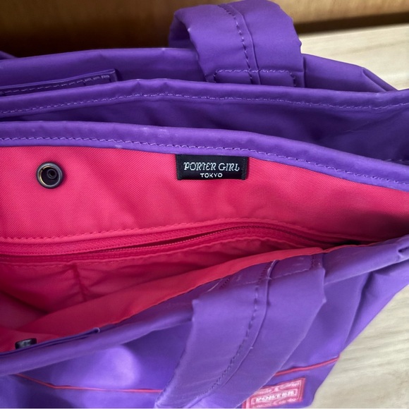 SOLD Yoshida PORTER Girl Purple Small Tote Bag Japan Bright Pink Interior - Picture 15 of 15